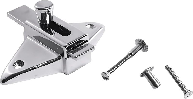Brixwell 91-79a Slide Latch and Keeper Set With Chrome Plated Finish, Zinc Material, Surface-Mounted, 2-3/4" Latch Hole Centers, Fits 1-1/4" Square Edge Pilaster, Includes Fasteners - Image 1